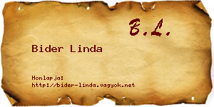 Bider Linda névjegykártya